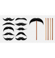 realistic black mustache on a wooden stick fake vector image