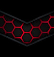 abstract red and black background with hexagons vector image vector image