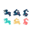easter bunny rabbits colorful animal in motion vector image
