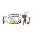 taxi service characters ordering using vector image vector image