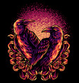 two crows with flowers vector image vector image