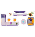 set studio living room kitchen furniture top view vector image