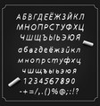 sketch cyrillic font board with a set of symbols vector image vector image