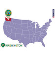washington state on usa map flag vector image