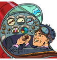 cockpit of a retro aircraft the pilot leads vector image