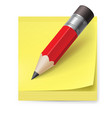 yellow sticker and pencil on white background vector image