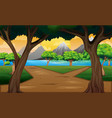 Cartoon of the forest scene with many trees Vector Image