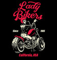 lady biker chopper motorcycle t-shirt design vector image