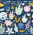floral seamless pattern with funky flowers vector image
