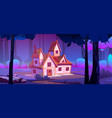 forest landscape with house and trees at night vector image vector image