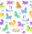 cute unicorns seamless pattern fantasy magic vector image vector image