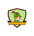 robin hood side ribbon crest retro vector image vector image