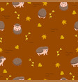 cute hedgehogs on a brown background seamless vector image vector image