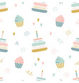 happy birthday seamless pattern with cakes vector image vector image