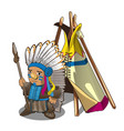 indian tent or wigwam teepee and man vector image