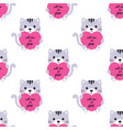 cartoon seamless pattern of cute cat with heart vector image vector image