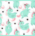 cute seamless pattern with fairy mint unicorns vector image