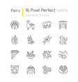 peru pixel perfect linear icons set peruvian vector image