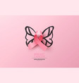 breast cancer awareness card pink ribbon butterfly vector image vector image