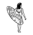 beautiful woman and surfboard vector image vector image
