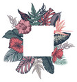 frame with hand drawn tropical flowers vector image