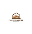 wood workshop logo design carpenter center vector image