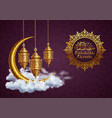 background with golden crescent and clouds vector image