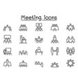 meeting icons set in thin line style vector image