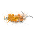 linear of a cordyceps fungus with watercolor vector image vector image