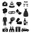 wedding day icons set vector image vector image