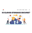 secure cloud storage landing page template people vector image vector image