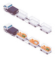 isometric set airport luggage trolley with a car vector image