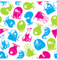 seamless pattern funny monsters vector image