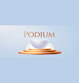 3d realistic white and gold circle podium empty vector image vector image