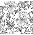 floral seamless pattern flower background engrave vector image