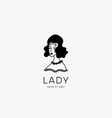 woman face logo black and white hand drawn vector image