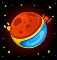 fantasy cartoon planet with aliens vector image vector image