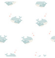seamless pattern with cute mother whale and baby vector image