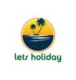 sunset palm coconut tree beach logo design vector image vector image