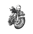 vintage biker rider on bike vector image