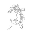 one single line drawing beauty abstract face vector image