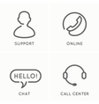 set of line icons for the service and support vector image