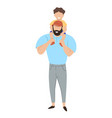 baby on father s shoulders isolate on white vector image vector image