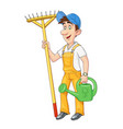 gardener with rake vector image vector image