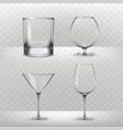 set glasses for alcohol in a realistic style vector image