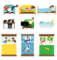 people sleeping at home work set men vector image