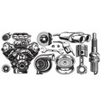 set of monochrome car repair service elements vector image vector image
