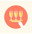 tray with chanpagne glasses catering icon vector image