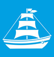 boat with sails icon white vector image
