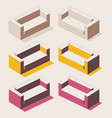 isometric full color outline soft sofa for office vector image